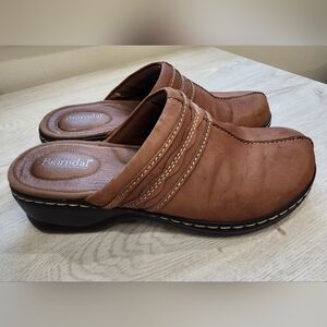 Bjorndal Melinda Brown Leather Clogs Size 7.5